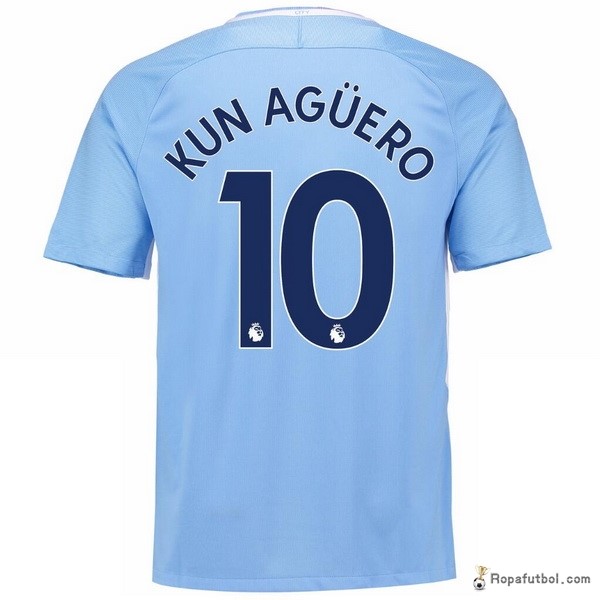 Camiseta Manchester City Replica Primera Ropa Kun Aguero 2017/18